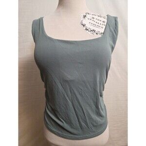 OGL Naked Sensation Eco-SkinKiss Cropped Side Ruched Tank Top Sea Green Blue XL